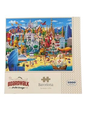 Boardwalk International Series Colorful Barcelona Cityscape Puzzle- 1,000 Pieces